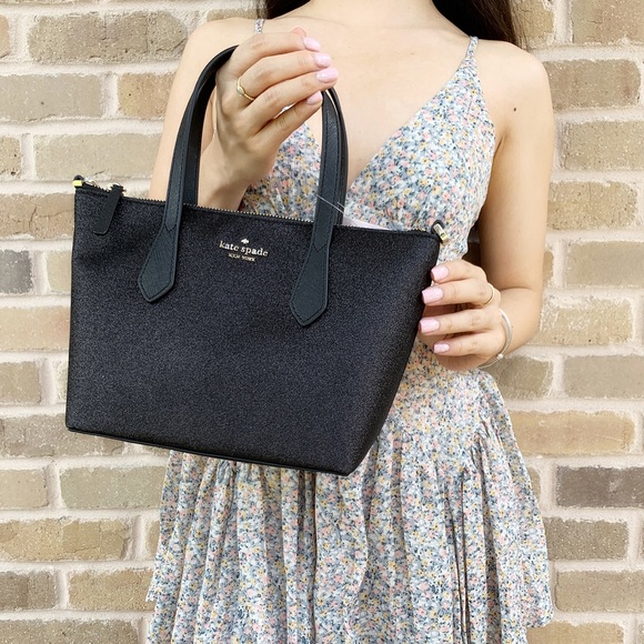 SALE‼️ Kate Spade Glitter Satchel black crossbody - Picture 4 of 5